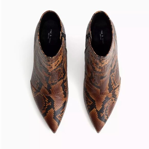Rag & Bone Beha Moto Stiletto Bootie - Snakeskin - Golden Brown - Picture 7 of 10